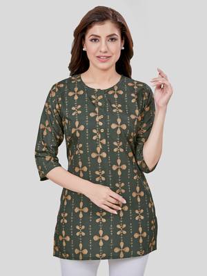  crepe printed short kurti 1