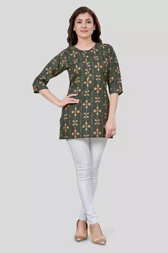  crepe printed short kurti