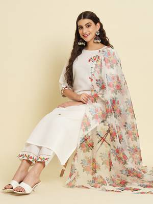   women kurta and trousers pant set cotton blend 1