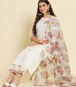   women kurta and trousers pant set cotton blend