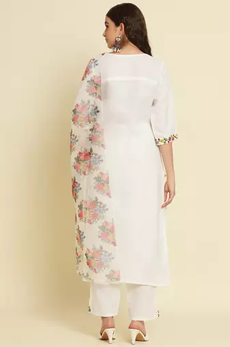   women kurta and trousers pant set cotton blend