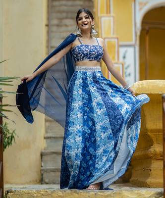 Noori Blue Kali Lehenga 1