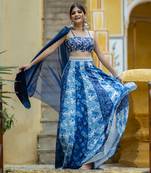 Noori Blue Kali Lehenga