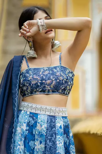 Noori Blue Kali Lehenga