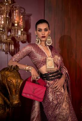 Mauve Color Handloom Weaving Silk Blend Tradtional Saree 2