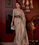 Sky Blue Color Handloom Weaving Silk Blend Tradtional Saree