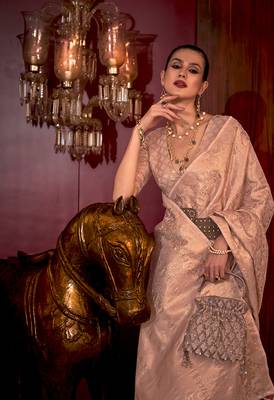 Light Pink Color Handloom Weaving silk blend Saree 2