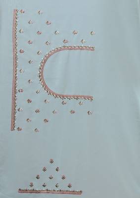 Sea green heavy resham embroidery work georgette party wear with blouse 4