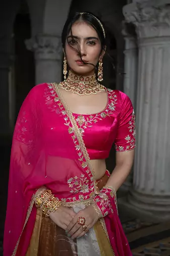 Gold & Silver Cancan Lehanga Set