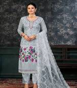 greyGeorgette Salwar Kameez