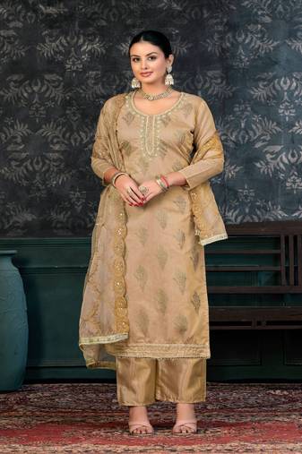BrownGeorgette Salwar Kameez