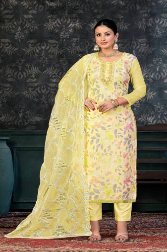 YellowGeorgette Salwar Kameez
