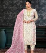 WhiteGeorgette Salwar Kameez