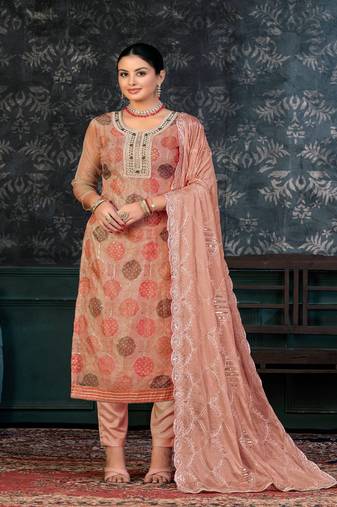 BrownGeorgette Salwar Kameez