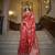 Kimisha women's red organza woven saree with unstitched blouse piece