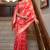 Kimisha women's red organza woven saree with unstitched blouse piece