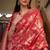 Kimisha women's red organza woven saree with unstitched blouse piece