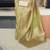 Kimisha women's mehendi organza woven saree with unstitched blouse piece