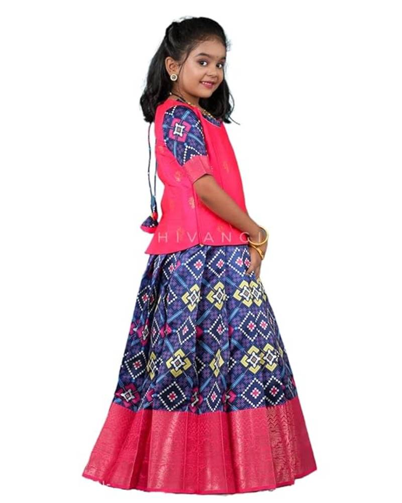 Pattu Pavadai Lehenga Choli-SWKBlue- Make her Beautiful