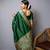 Green woven border handloom raw silk designer saree with blouse
