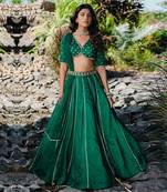 Emerald Green Embroidered Lehenga Set