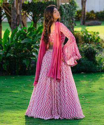 Mauve Printed & Embroidered Lehenga Set 3