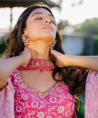 Mauve Printed & Embroidered Lehenga Set 4