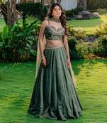 Forest Green Embroidered Lehenga Set