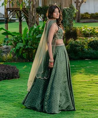 Forest Green Embroidered Lehenga Set 2