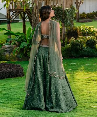 Forest Green Embroidered Lehenga Set 3