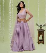 Lilac Embroidered Lehenga Set