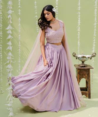 Lilac Embroidered Lehenga Set 2