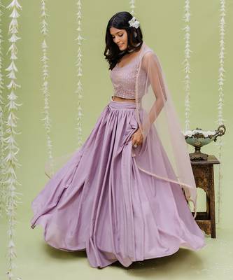 Lilac Embroidered Lehenga Set 3