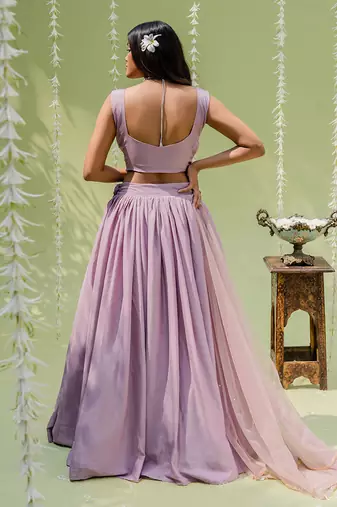 Lilac Embroidered Lehenga Set