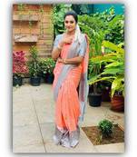 PEACH UNIQUE PRETTY JACQUARD SAREE