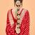 Kimisha women's red georgette woven saree with unstitched blouse piece