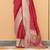 Kimisha women's red georgette woven saree with unstitched blouse piece
