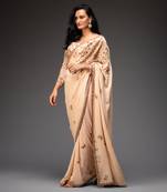 Nude embroidered saree set