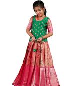 Girls Pink Lilly JKD Elbow Sleeve - Pink Pattu Pavadai