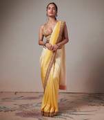 Yellow ombre saree set
