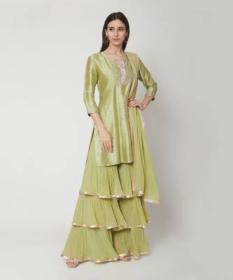 Apple Green  Kurta Sharara Set 1