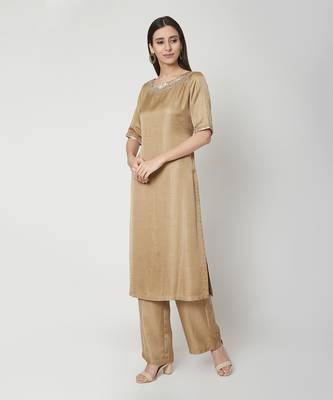 Dark Beige Kurta Pajama Set 1