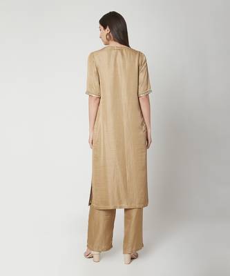 Dark Beige Kurta Pajama Set 3