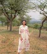 White hand block printed cotton coord set