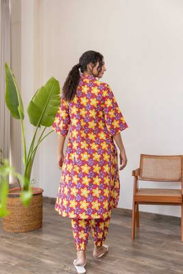 Red hand block printed cotton coord set 4