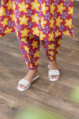 Red hand block printed cotton coord set 5