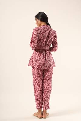 Pink hand block printed cotton coord set 4