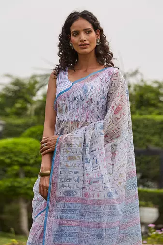 White vanjevan kota saree set