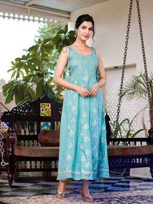  sea green strappy anarkali dress 5