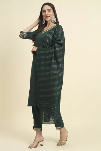  women silk blend kurta pant dupatta set